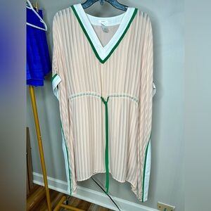 Esley Cream and Green Pleated Dress